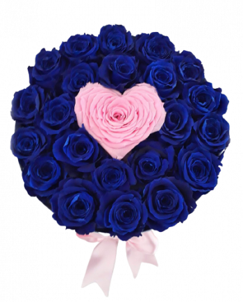 Rosas Preservadas Azules Caja Cilindrica Grande con Rosas Azules 281386 nobg