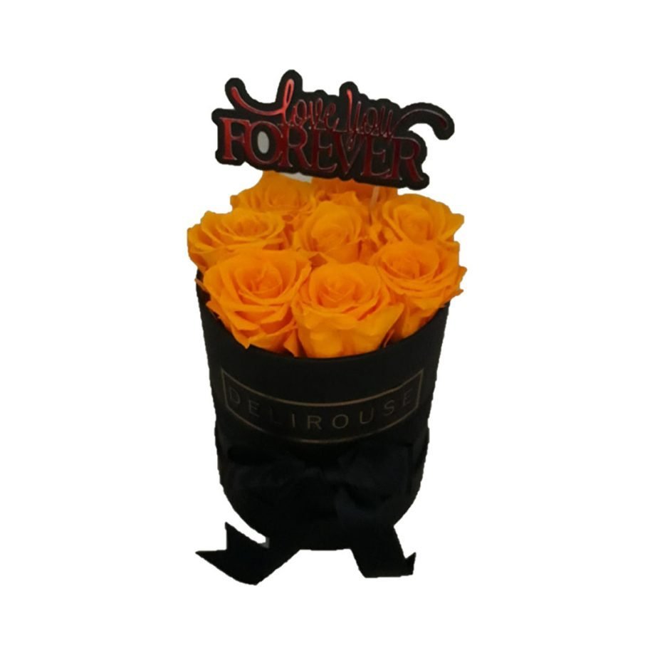 Caja Cilíndrica Pequeña de Rosas con Topper Personalizado
