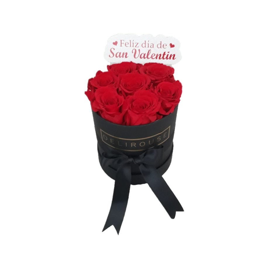 Caja Cilíndrica Pequeña de Rosas con Topper Personalizado - Caja Pequeña Cilíndrica de Rosas con Topper Personalizado