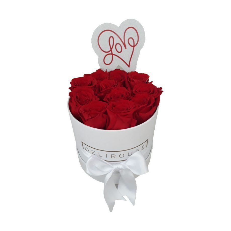 Caja Mediana Cilindrica de Rosas con Topper Personalizado 3