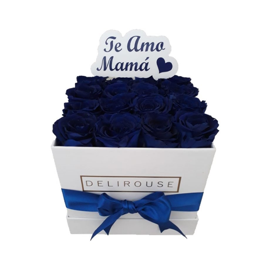 Caja de Rosas Mediana Cuadrada con Topper Personalizado