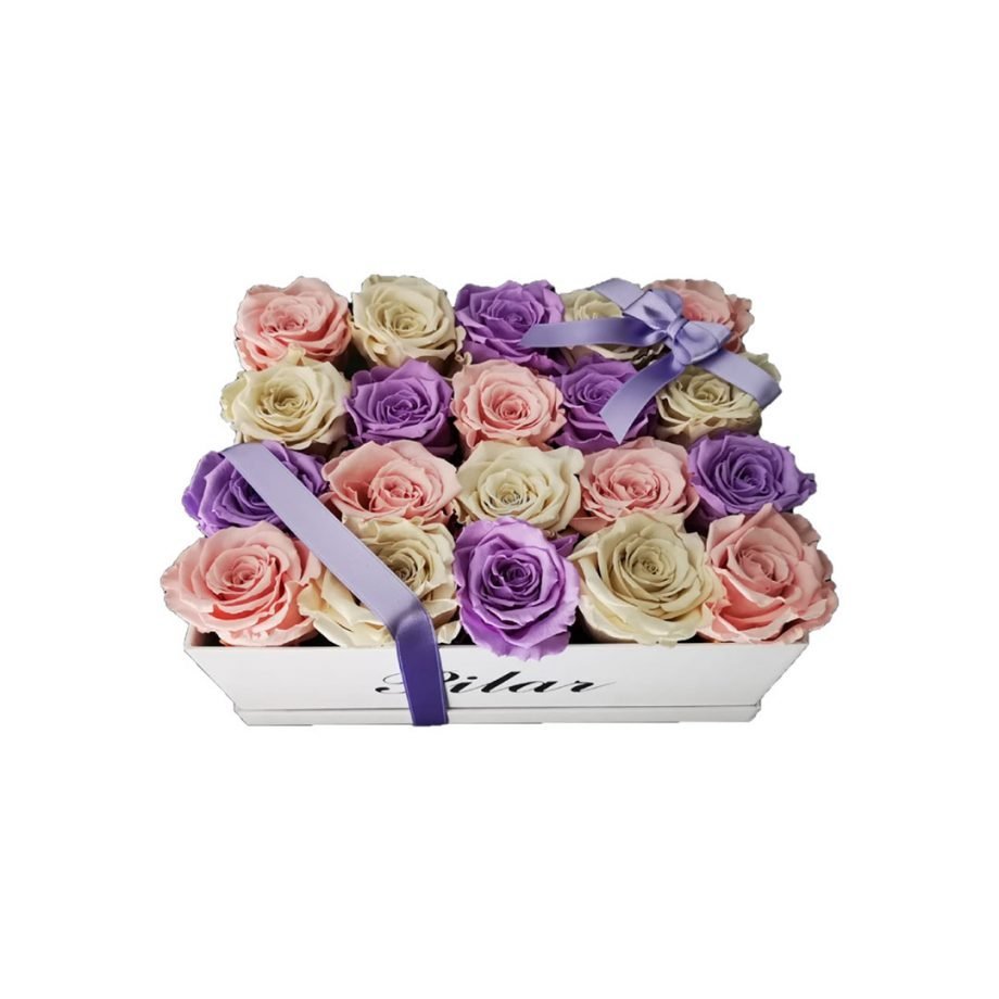 Rosas Eternas - Caja Personalizada con Rosas Eternas Pasteles