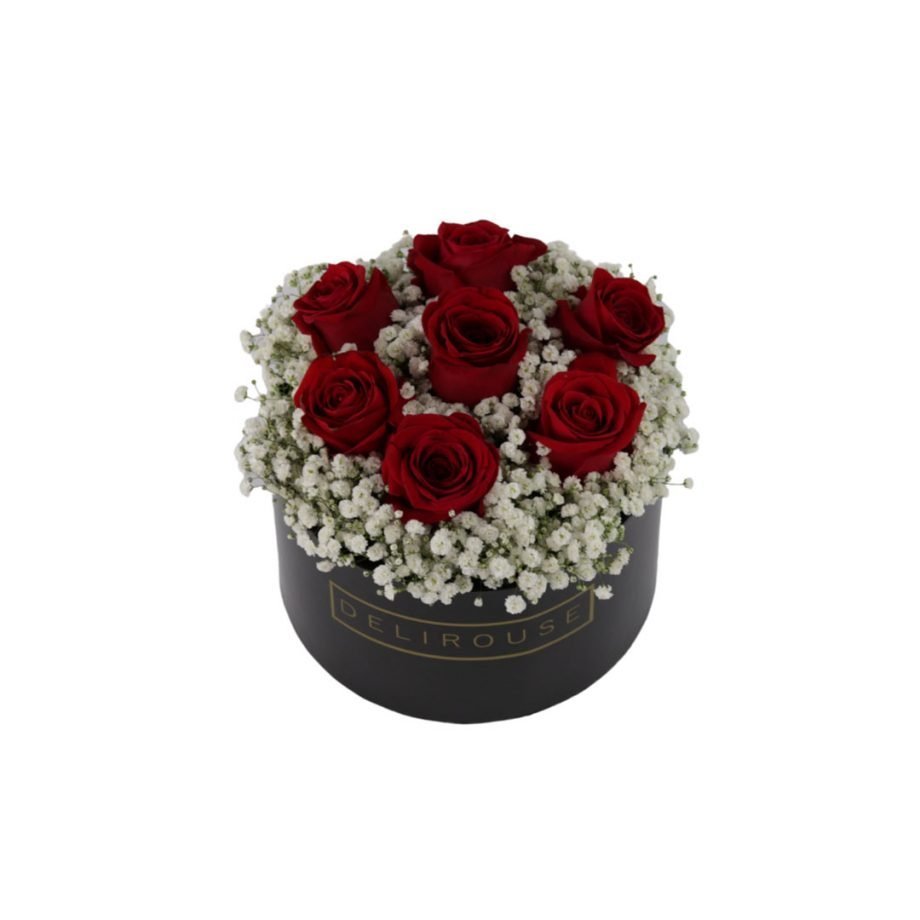 Caja Mediana con Rosas y Relleno Floral 6